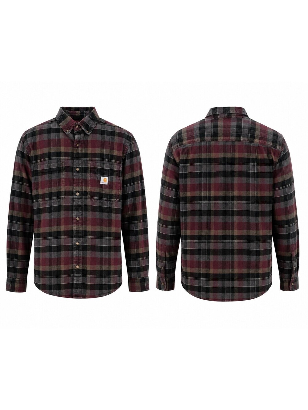 Carhartt Flannel Shirt Men’s M Relaxed Fit Red Black Plaid Button Up Outdoor